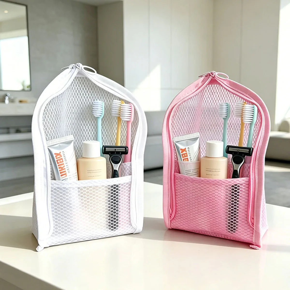 حقيبة مستلزمات سفر شبكية قائمة - مراجعة Travel Accessories Organizer Bag وسعره
